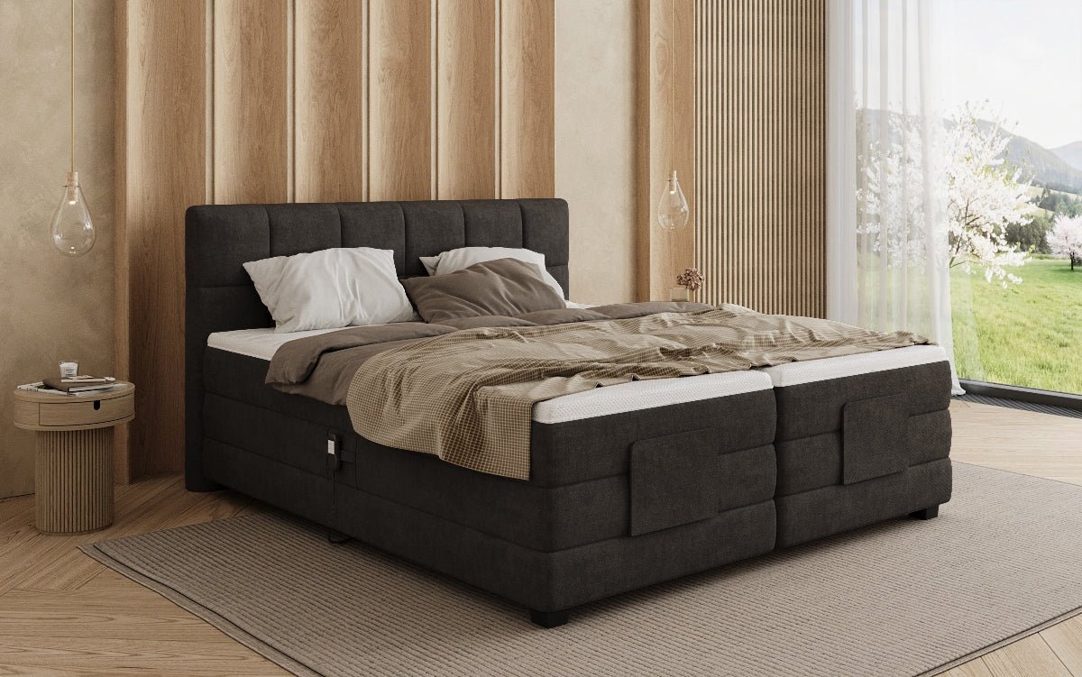 Lit boxspring Monaco - réglable électriquement en Tissu