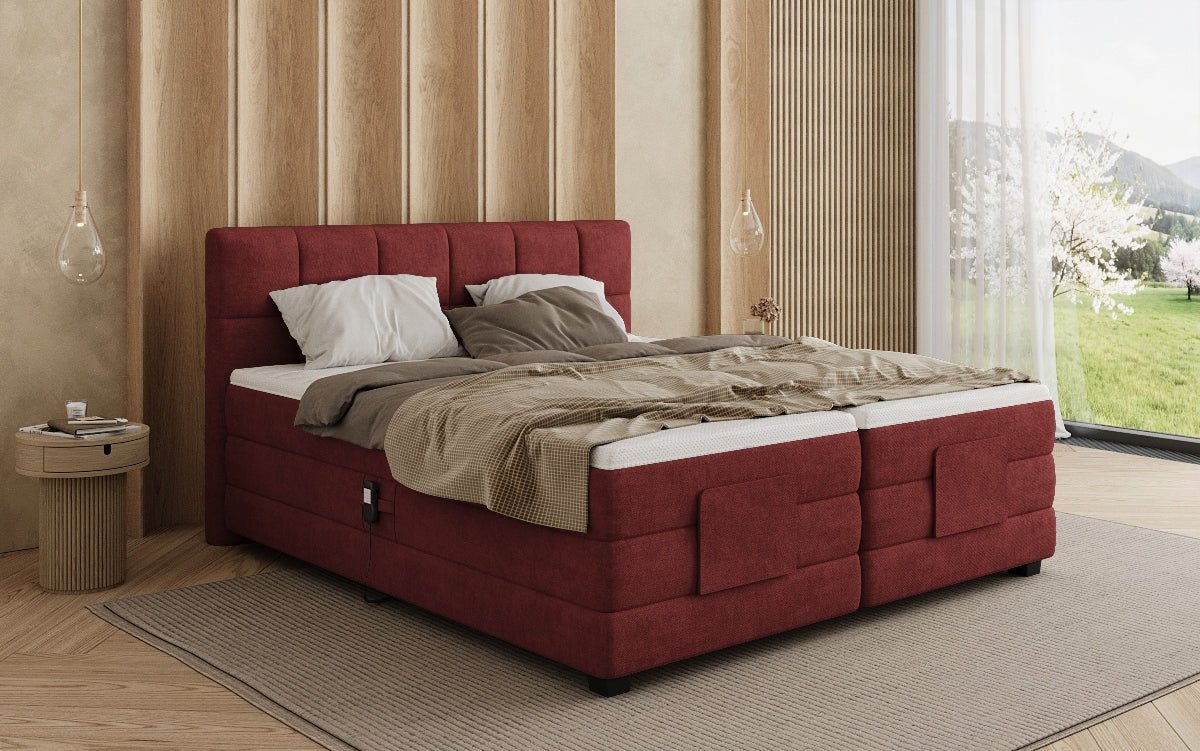 Lit boxspring Monaco - réglable électriquement en Tissu