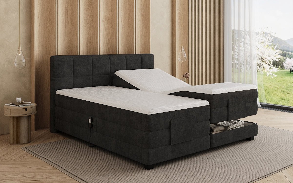 Lit boxspring Monaco - réglable électriquement en Tissu