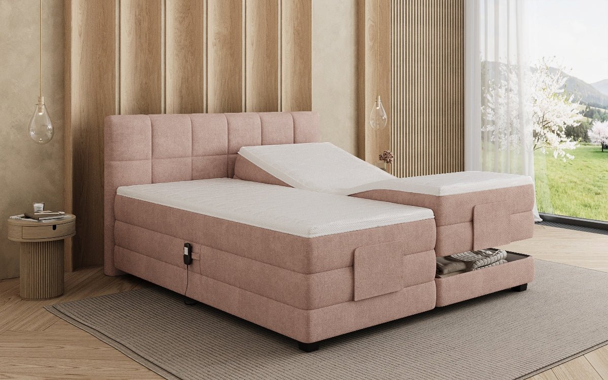 Lit boxspring Monaco - réglable électriquement en Tissu