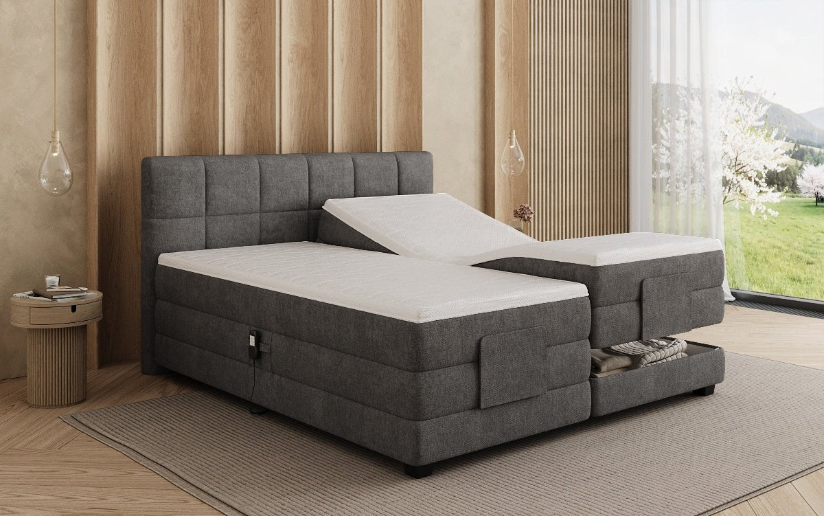 Lit boxspring Monaco - réglable électriquement en Tissu
