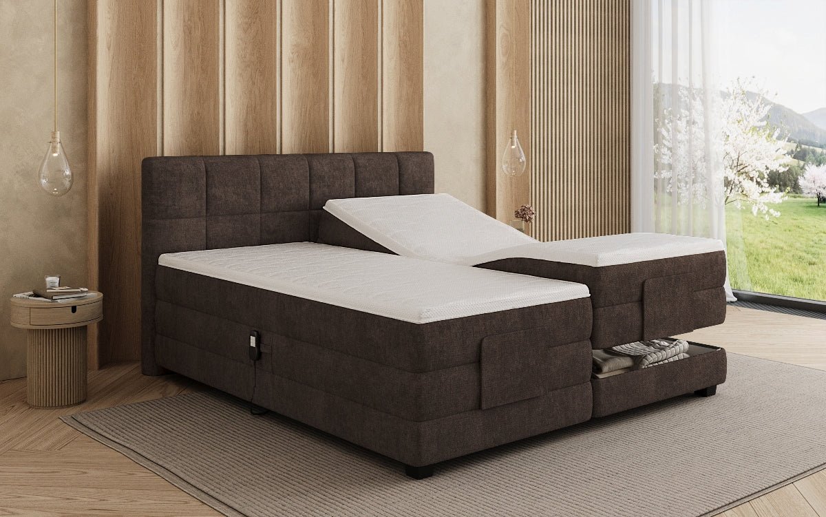 Lit boxspring Monaco - réglable électriquement en Tissu