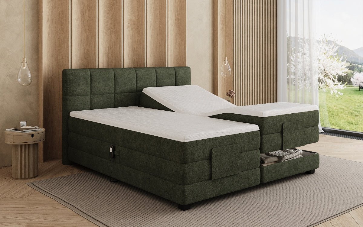 Lit boxspring Monaco - réglable électriquement en Tissu