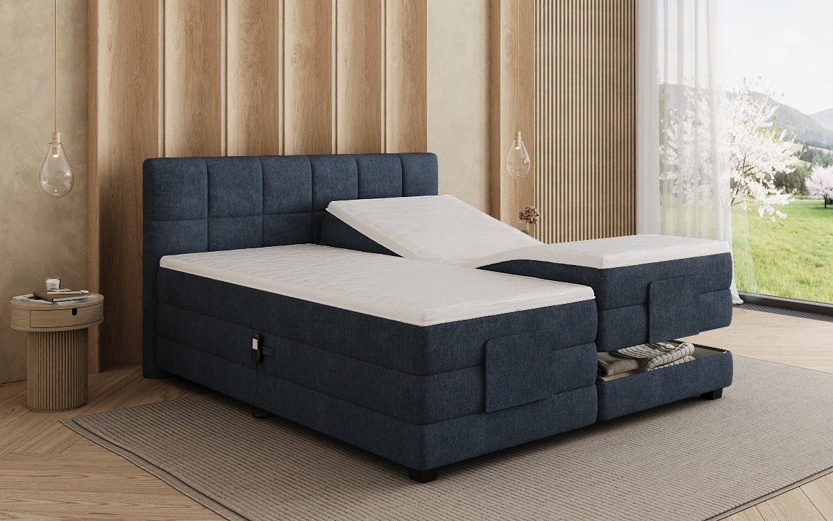 Lit boxspring Monaco - réglable électriquement en Tissu