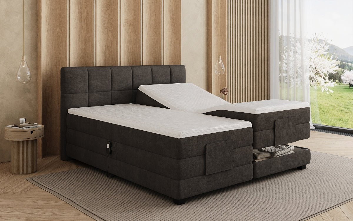 Lit boxspring Monaco - réglable électriquement en Tissu