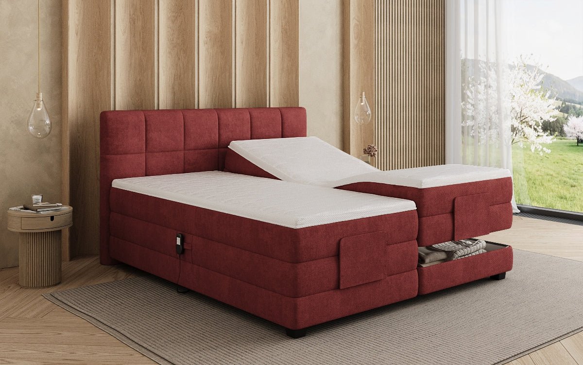 Lit boxspring Monaco - réglable électriquement en Tissu