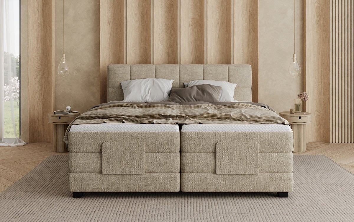 Lit boxspring Monaco - réglable électriquement en Tissu