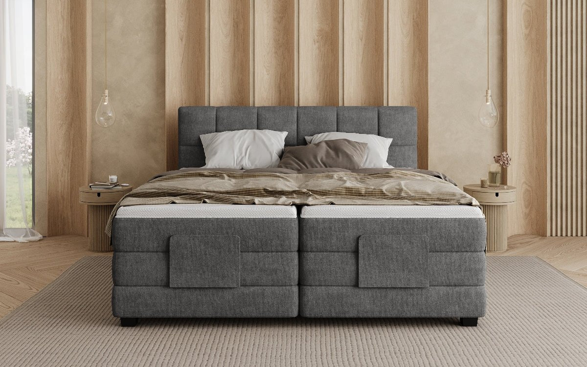 Lit boxspring Monaco - réglable électriquement en Tissu