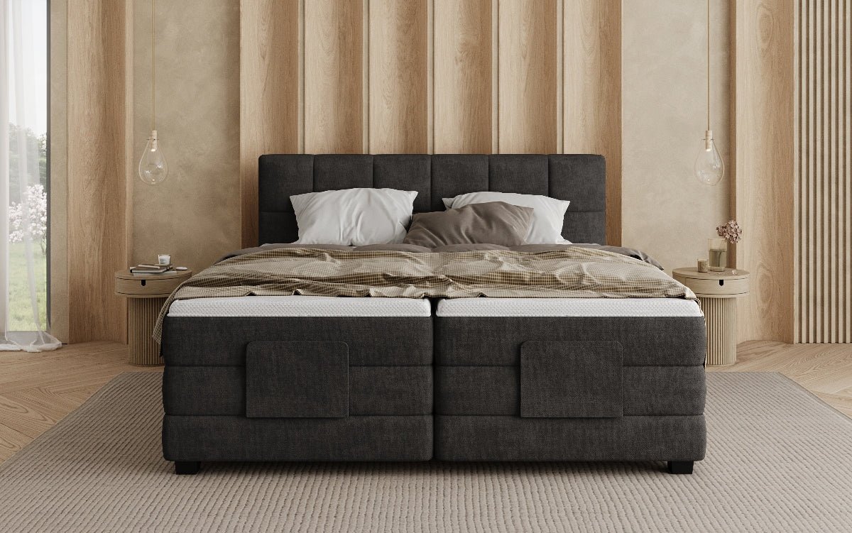Lit boxspring Monaco - réglable électriquement en Tissu