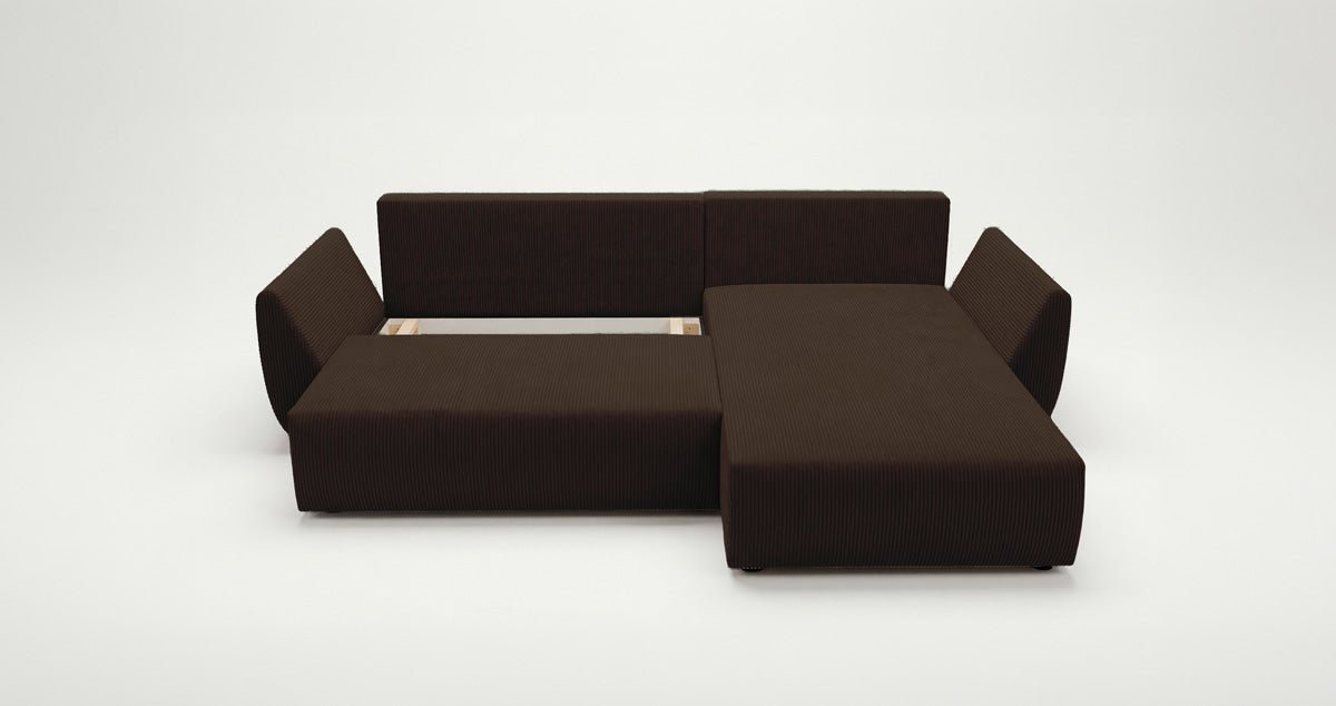 Canapé design Lenoa L avec fonction couchage et pliante en Côtelé