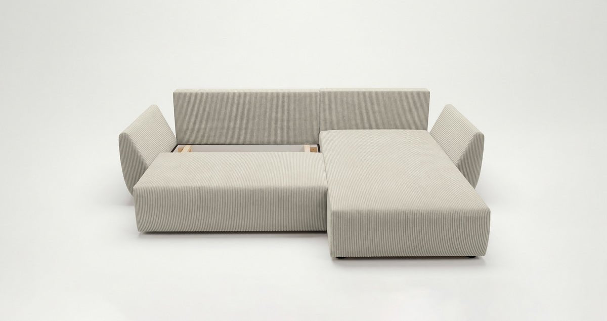 Canapé design Lenoa L avec fonction couchage et pliante en Côtelé