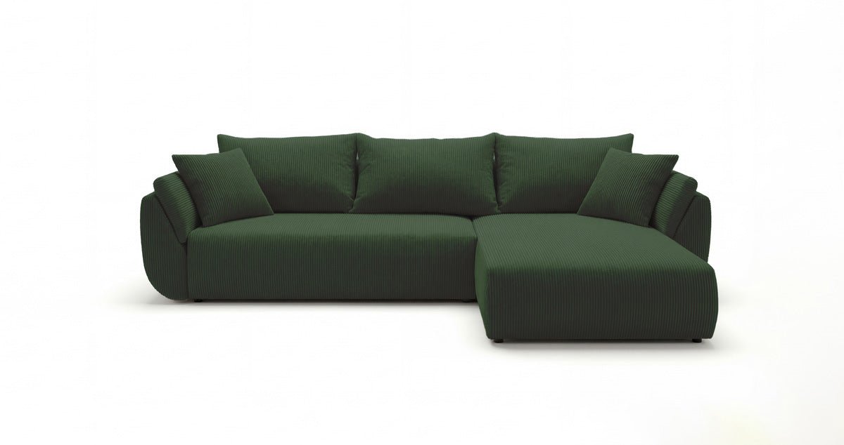 Canapé design Lenoa L avec fonction couchage et pliante en Côtelé