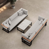 Vayla – 2 Dreisitzer & Tisch aus schwarzem Aluminium | Aevora™ Kollektion