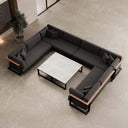 Vayla – Wohnlandschaft in U-Form mit Tisch aus schwarzem Aluminium | Aevora™ Kollektion