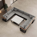 Vayla – Wohnlandschaft in U-Form mit Tisch aus schwarzem Aluminium | Aevora™ Kollektion