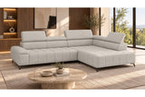 Ecksofa Volo in Chenille Beige, Ottomane rechts – Ansicht 2