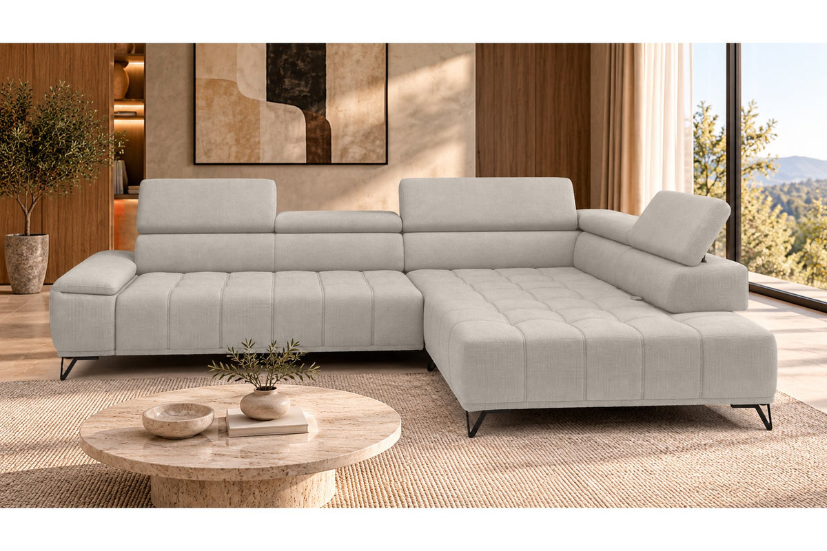 Ecksofa Volo in Chenille Beige, Ottomane rechts – Ansicht 3