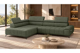 Ecksofa Volo in Chenille Grün, Ottomane links – Ansicht 2