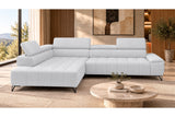 Ecksofa Volo in Chenille Hellgrau, Ottomane links – Ansicht 3