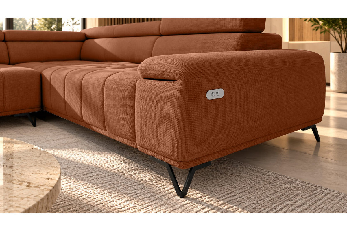 Ecksofa Volo in Chenille Terrakotta, Ottomane links – Ansicht 5