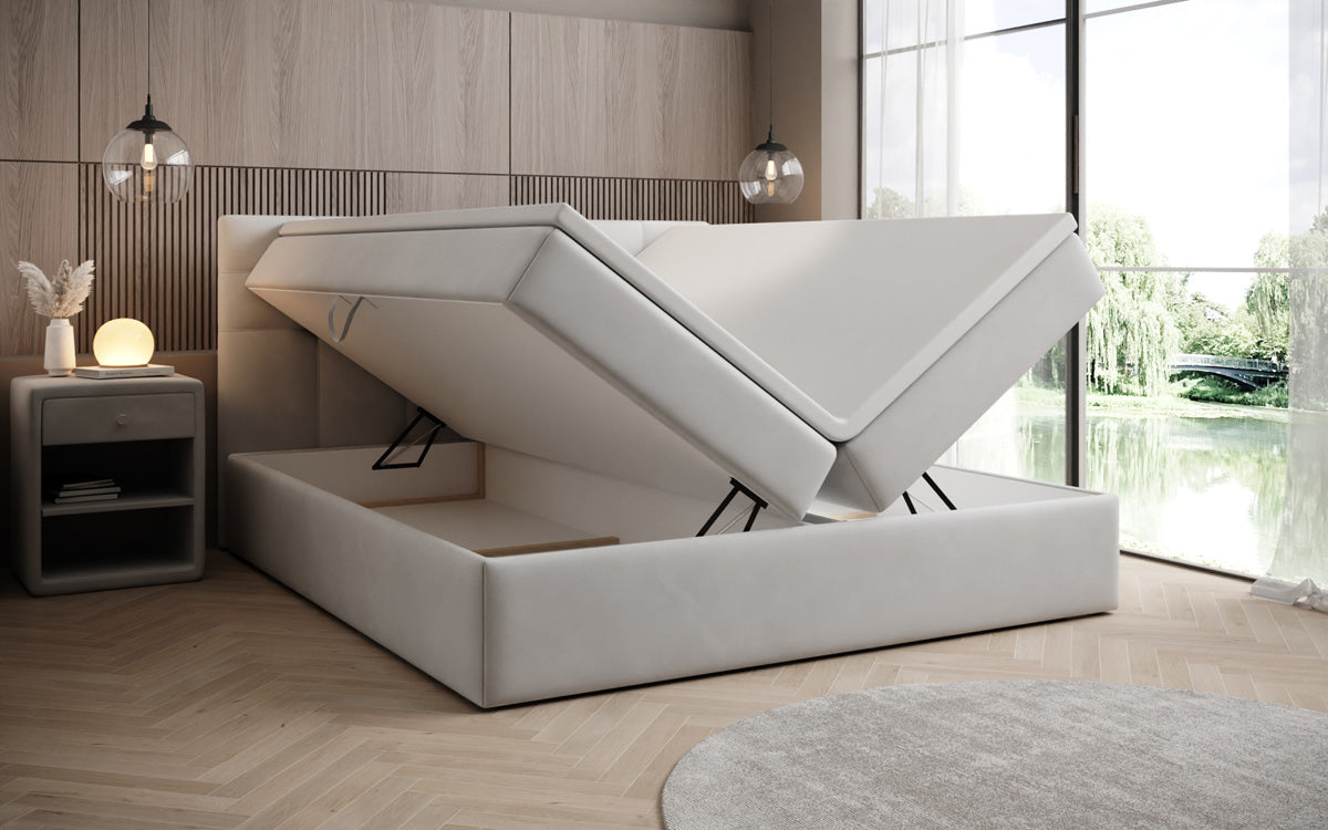 Lit boxspring Lux en Velours avec rangement