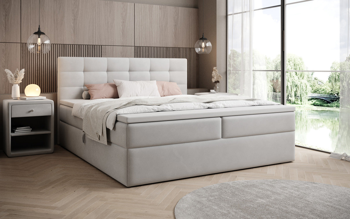 Lit boxspring Lux en Velours avec rangement