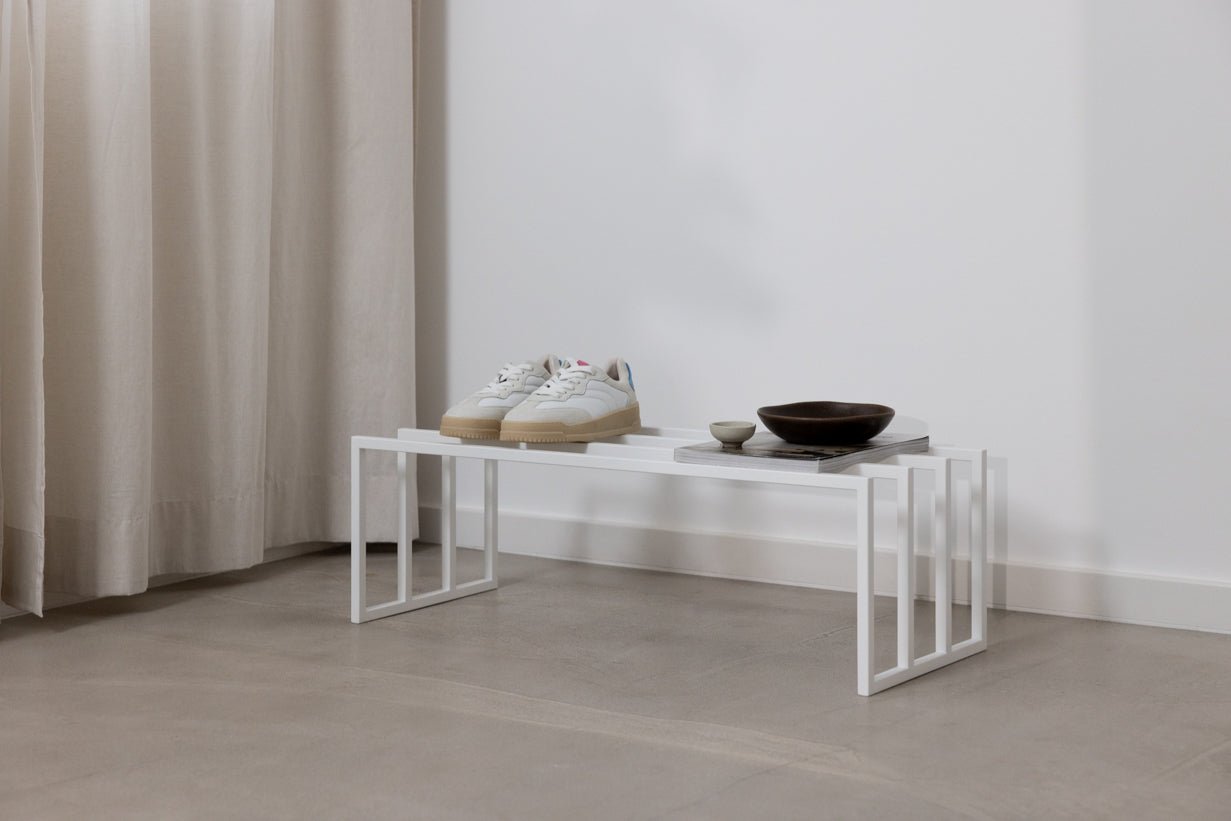 Étagère à chaussures Bovi – Design industriel en Noir, Cajou ou Blanc