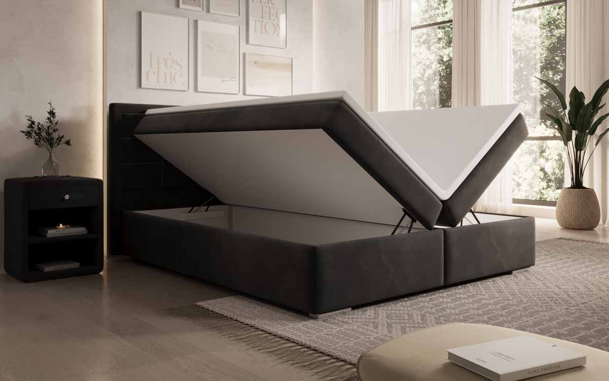 Boxspringbett Athina Samt mit Stauraum - Luxusbetten24