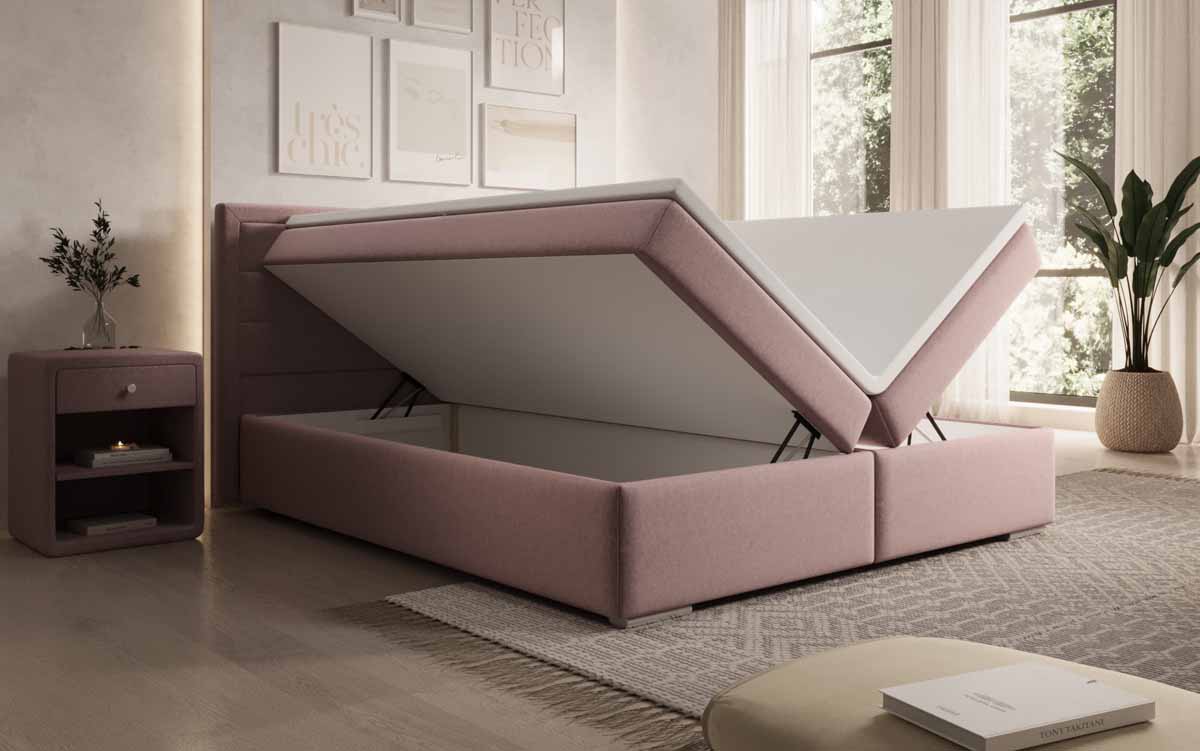 Boxspringbett Athina Stoff mit Stauraum - Luxusbetten24