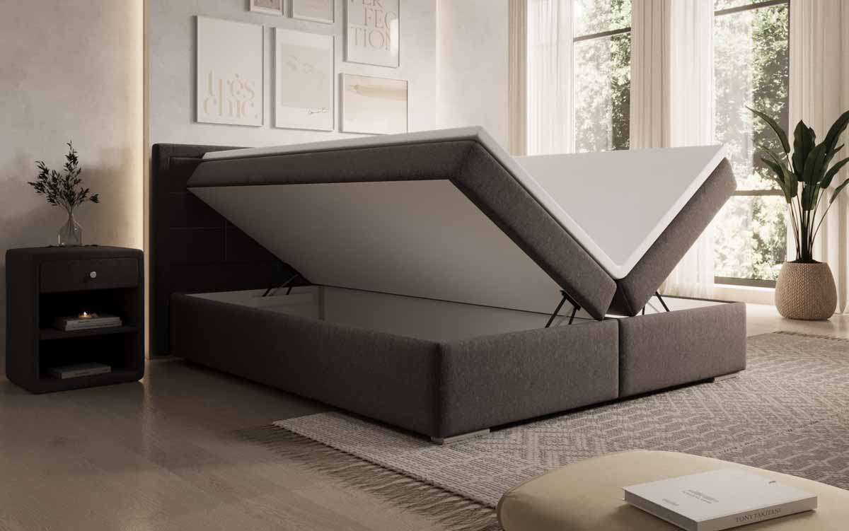 Boxspringbett Athina Stoff mit Stauraum - Luxusbetten24