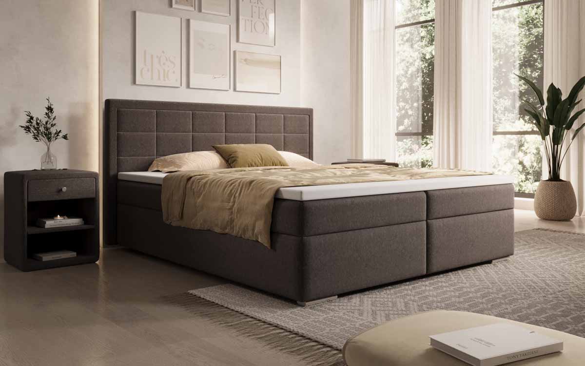 Boxspringbett Athina Stoff mit Stauraum - Luxusbetten24