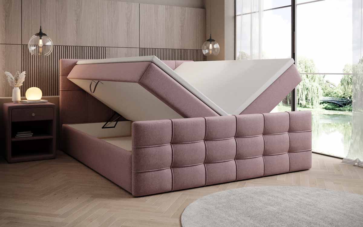 Boxspringbett Luxor Stoff mit Stauraum - Luxusbetten24