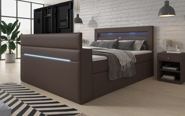 Boxspringbett Reposito mit TV Lift, USB, LED und Stauraum
