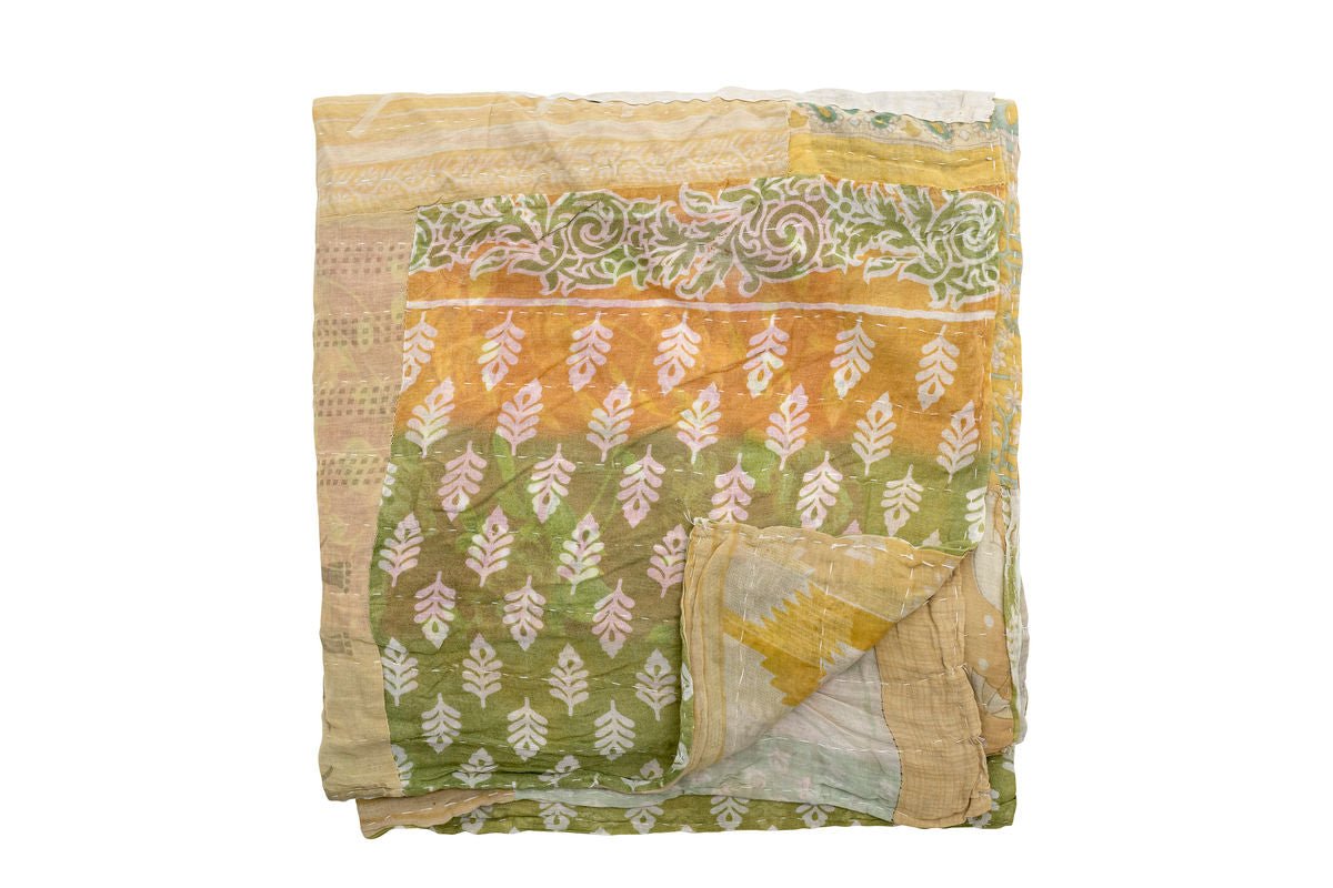 Plaid Kalima – Courtepointe sari artisanale en jaune