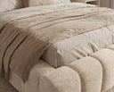 Designer Polsterbett Como in Cord mit Stauraum – Beige