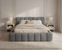 Designer Polsterbett Como in Cord mit Stauraum – Grau