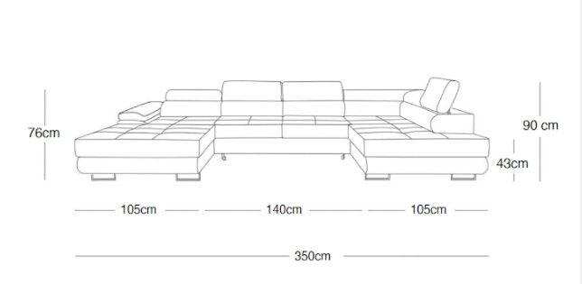 Canapé design Lago avec fonction lit et rabattable en similicuir
