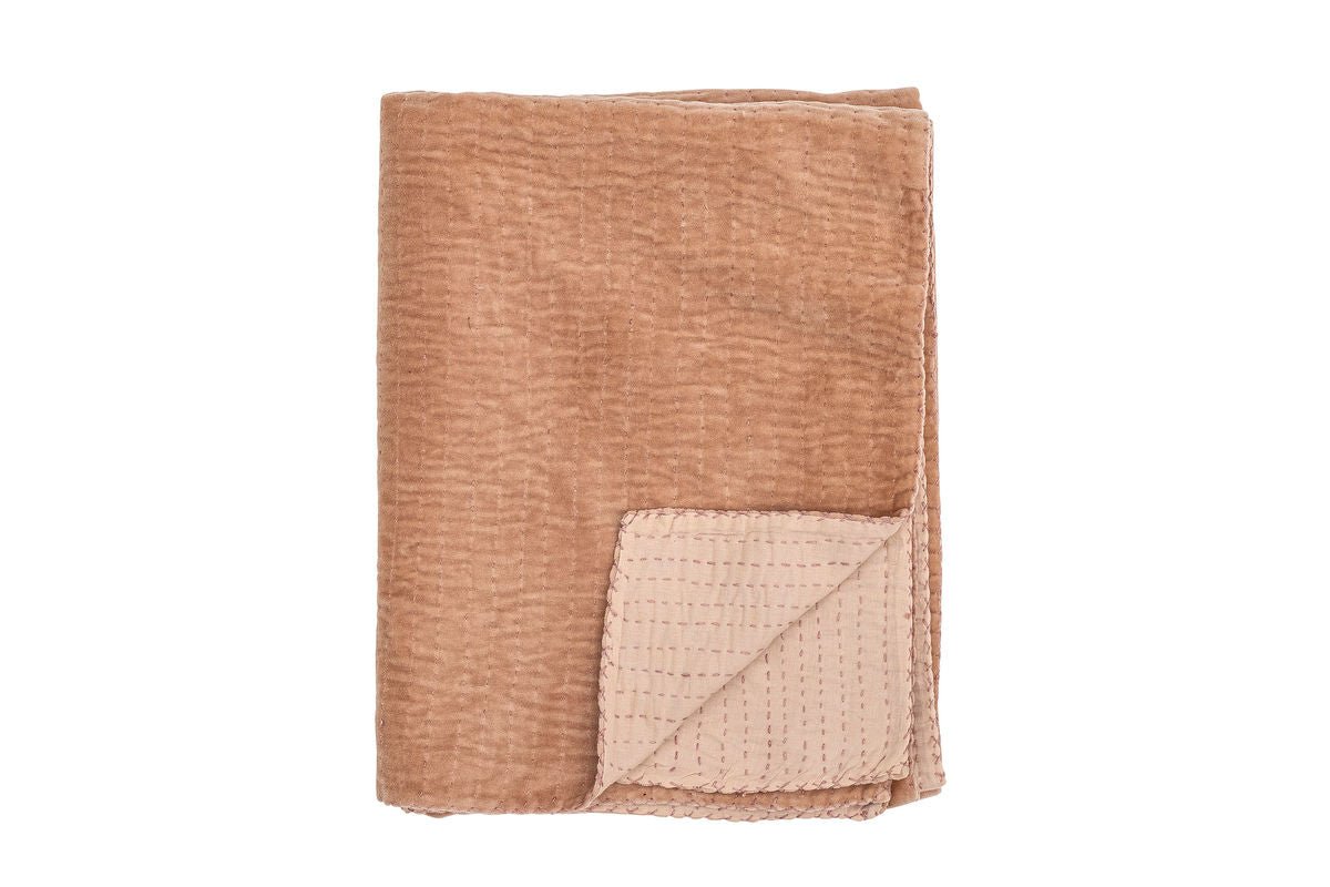 Couvre-lit Rosina – Courtepointe en coton avec velours en Rosé