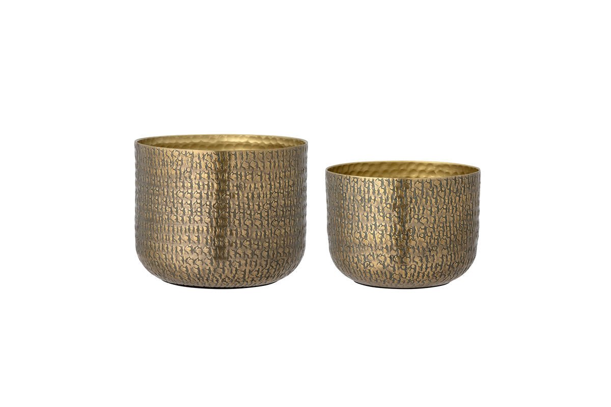 Ensemble de pots à fleurs Caldera – Aspect laiton antique en aluminium (lot de 2)