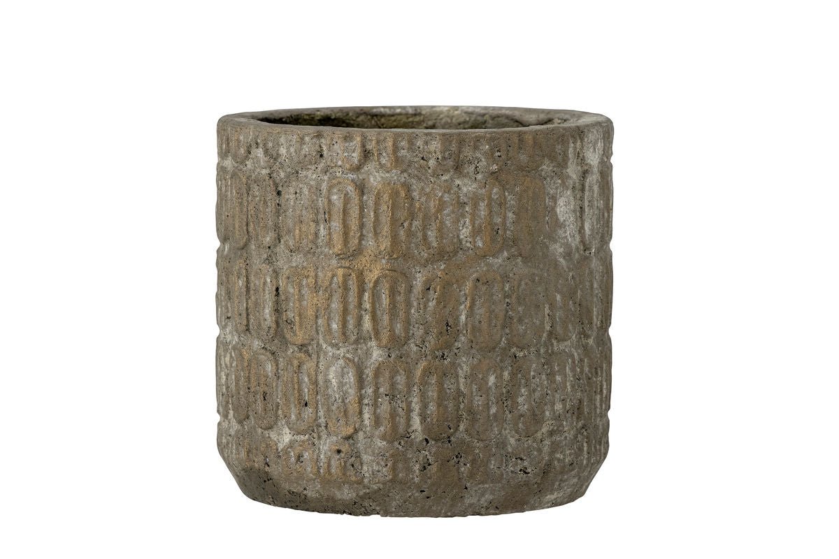 Pot de fleurs décoratif Arvik – Design en ciment embossé en gris