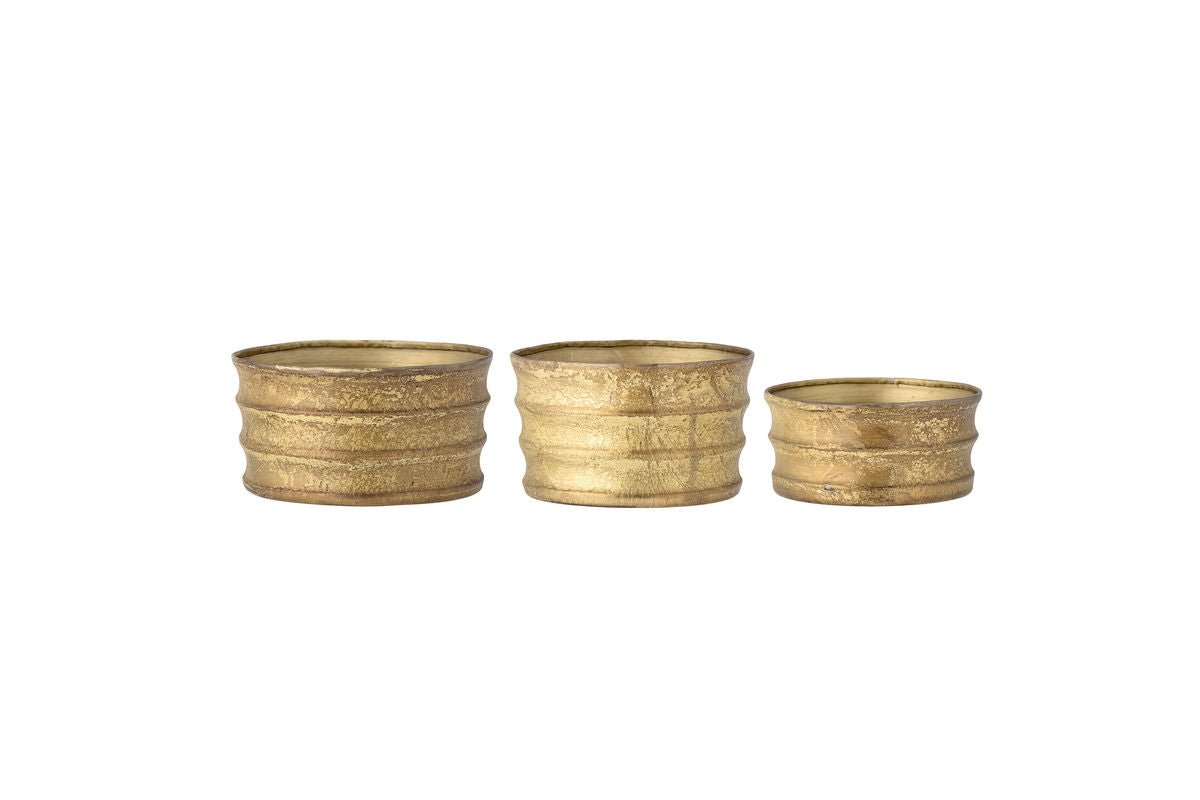 Cache-pots Aureo – Look doré rustique en métal (lot de 3)