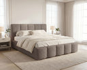 Designer Polsterbett Elva in Bouclé – Taupe