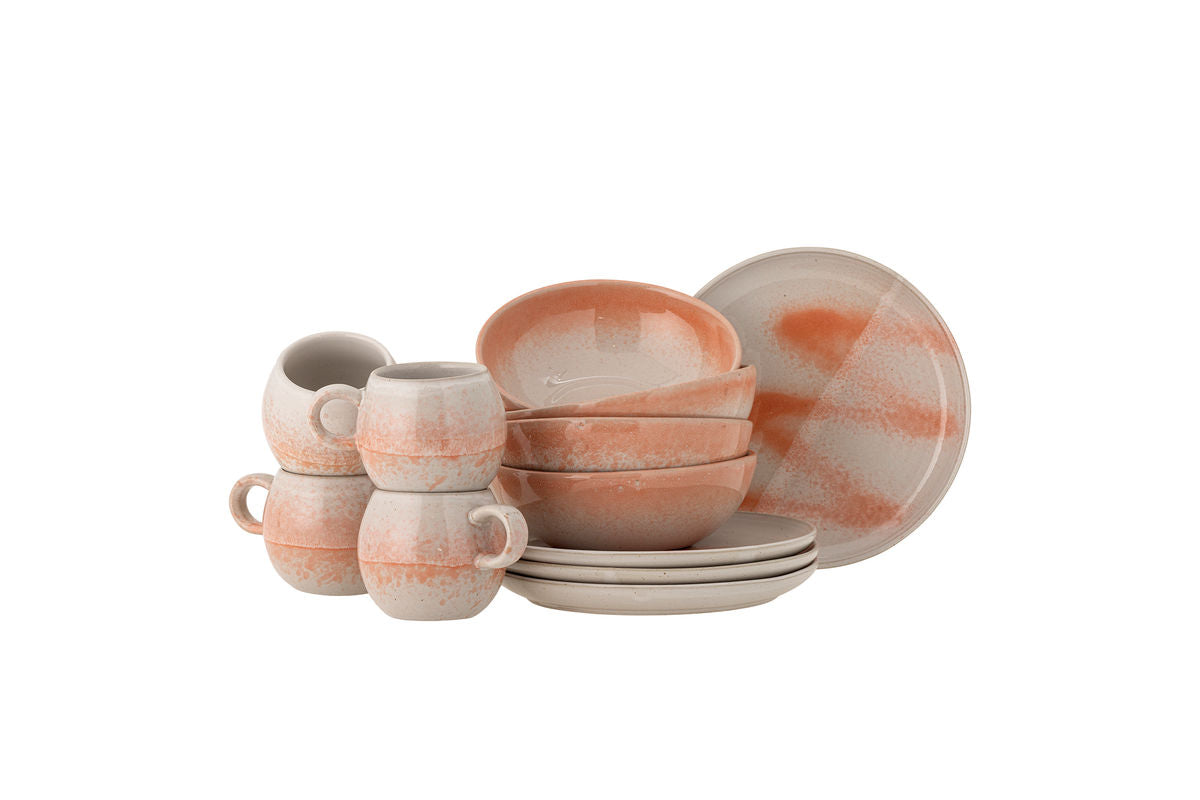 Ensemble petit-déjeuner Liora – Grès avec glaçure structurée (12 pièces)