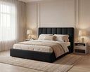 Designer Polsterbett Fano in Samt mit Stauraum – Schwarz
