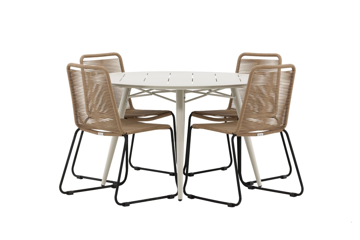 Ensemble de repas de jardin Fina – ensemble de mobilier de jardin 5 pièces avec table ronde
