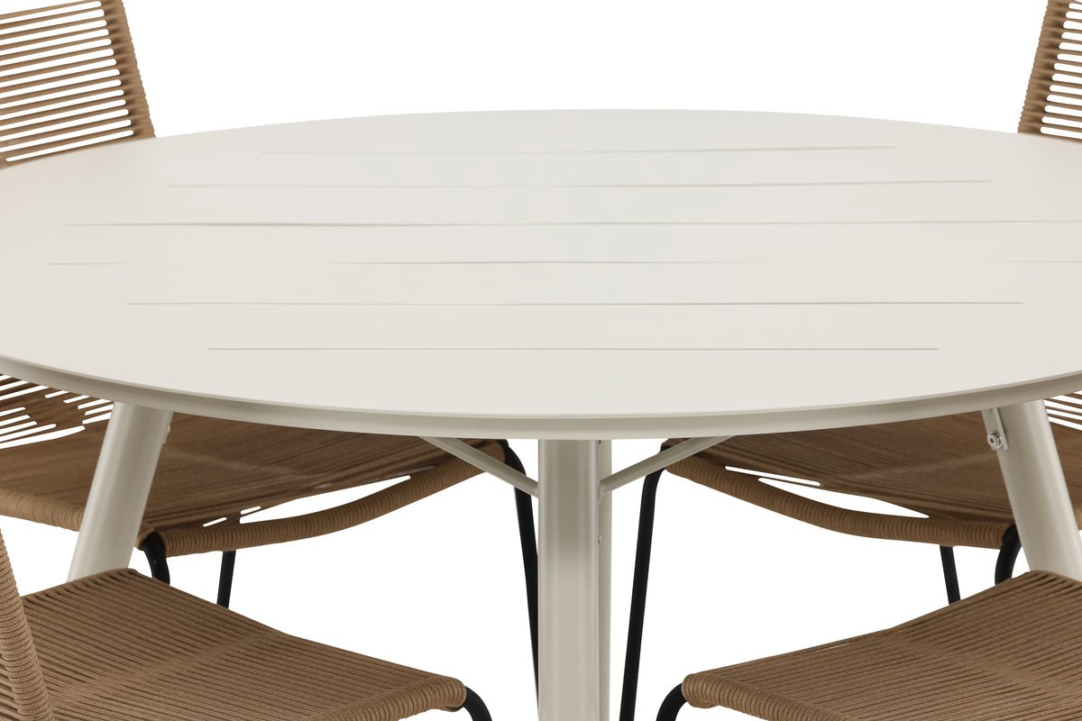 Ensemble de repas de jardin Fina – ensemble de mobilier de jardin 5 pièces avec table ronde