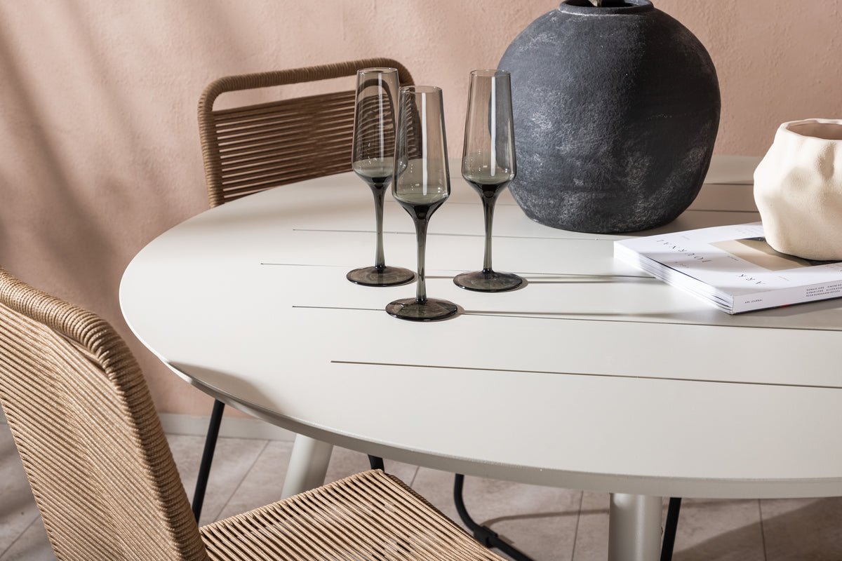 Ensemble de repas de jardin Fina – ensemble de mobilier de jardin 5 pièces avec table ronde