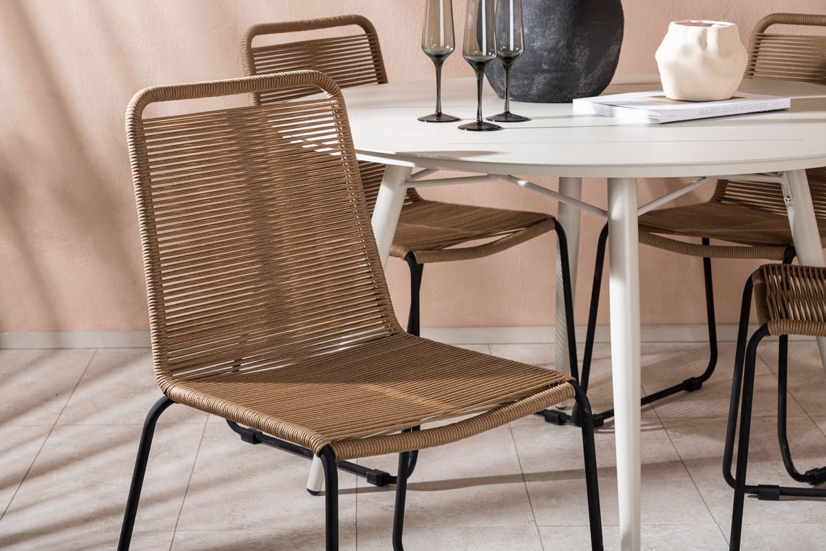 Ensemble de repas de jardin Fina – ensemble de mobilier de jardin 5 pièces avec table ronde