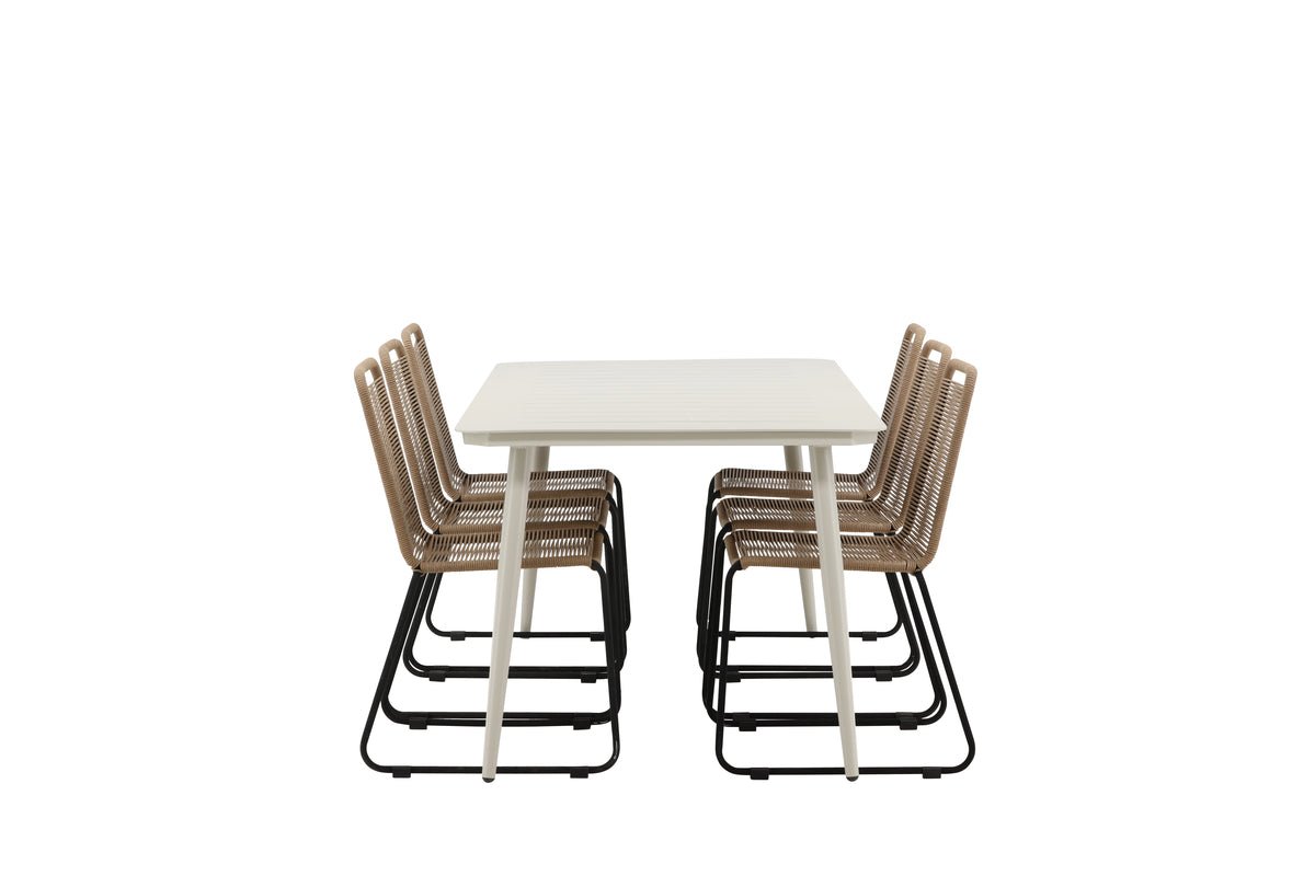 Ensemble de repas de jardin Tenerife – Ensemble de mobilier de jardin 7 pièces Beige/Marron