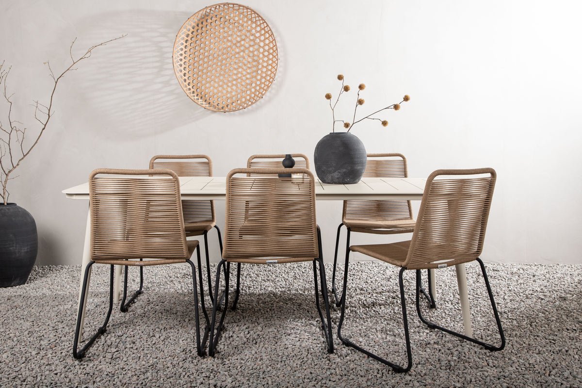 Ensemble de repas de jardin Tenerife – Ensemble de mobilier de jardin 7 pièces Beige/Marron